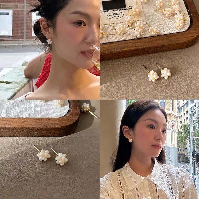 合金仿珍珠耳饰 不-Wan. 淡水珍珠法式复古轻奢时尚通勤百搭耳环