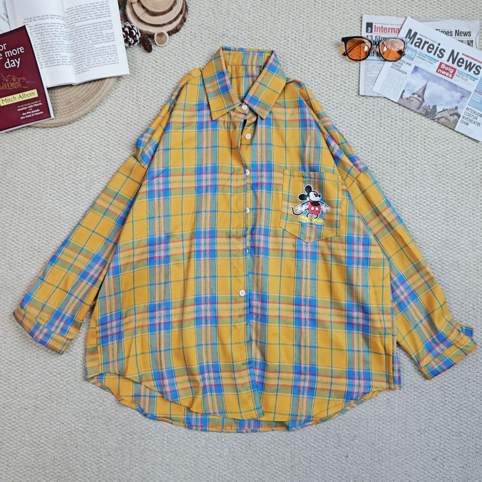 2025春季新款休闲宽松百搭格子长袖衬衫外套0260