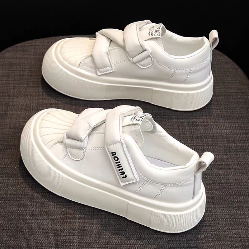 YD-905白色踩屎感魔术贴面包鞋新款厚底学生小白鞋女ins潮鞋子