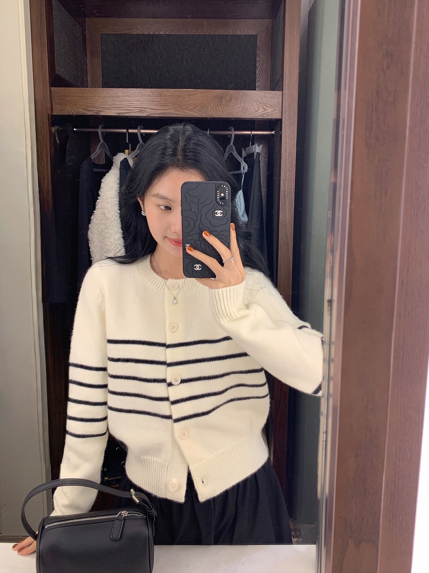 韩系条纹针织衫女秋冬新款内搭毛衣小个子宽松显瘦休闲开衫上衣