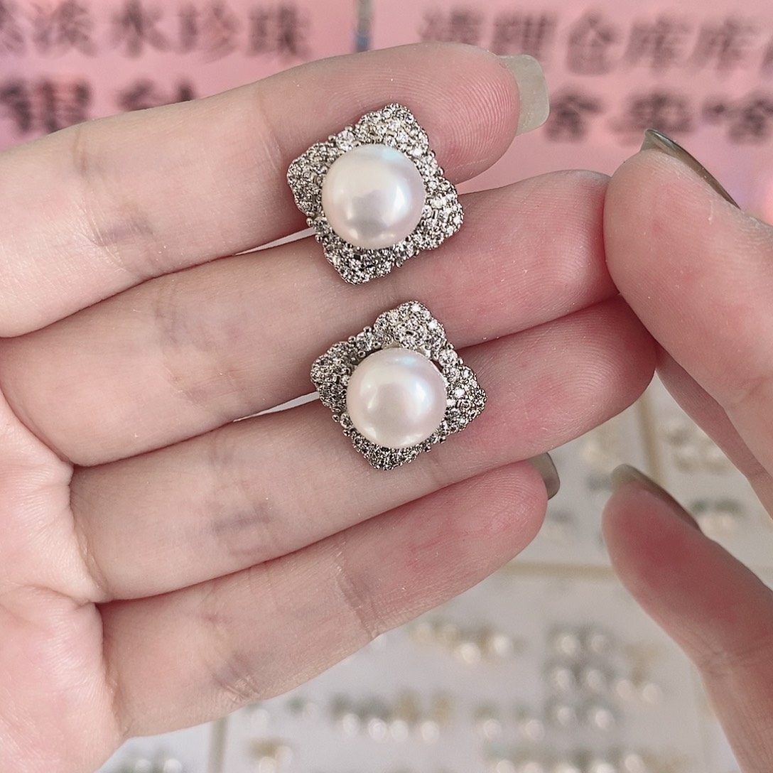 合金淡水珍珠耳饰