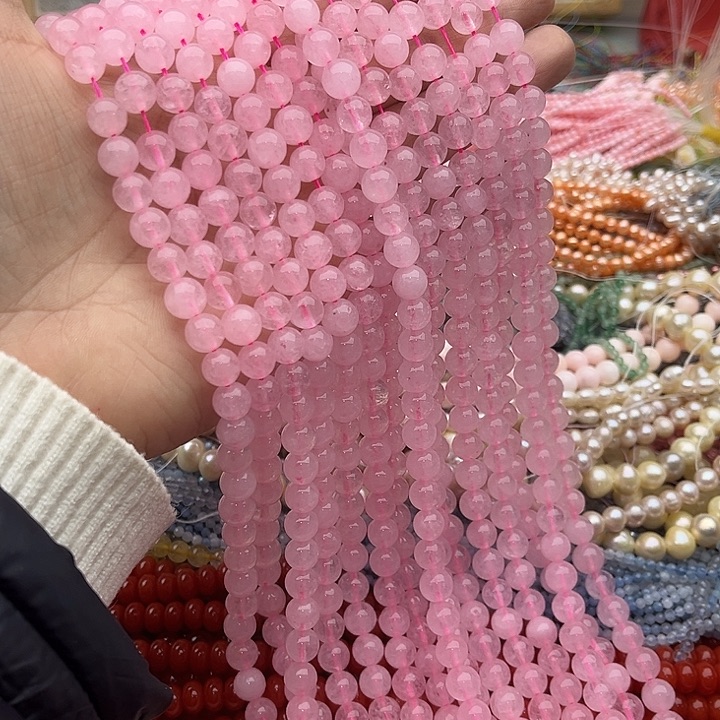 玛瑙/玉髓珠宝半成品未镶嵌一条8mm粉晶