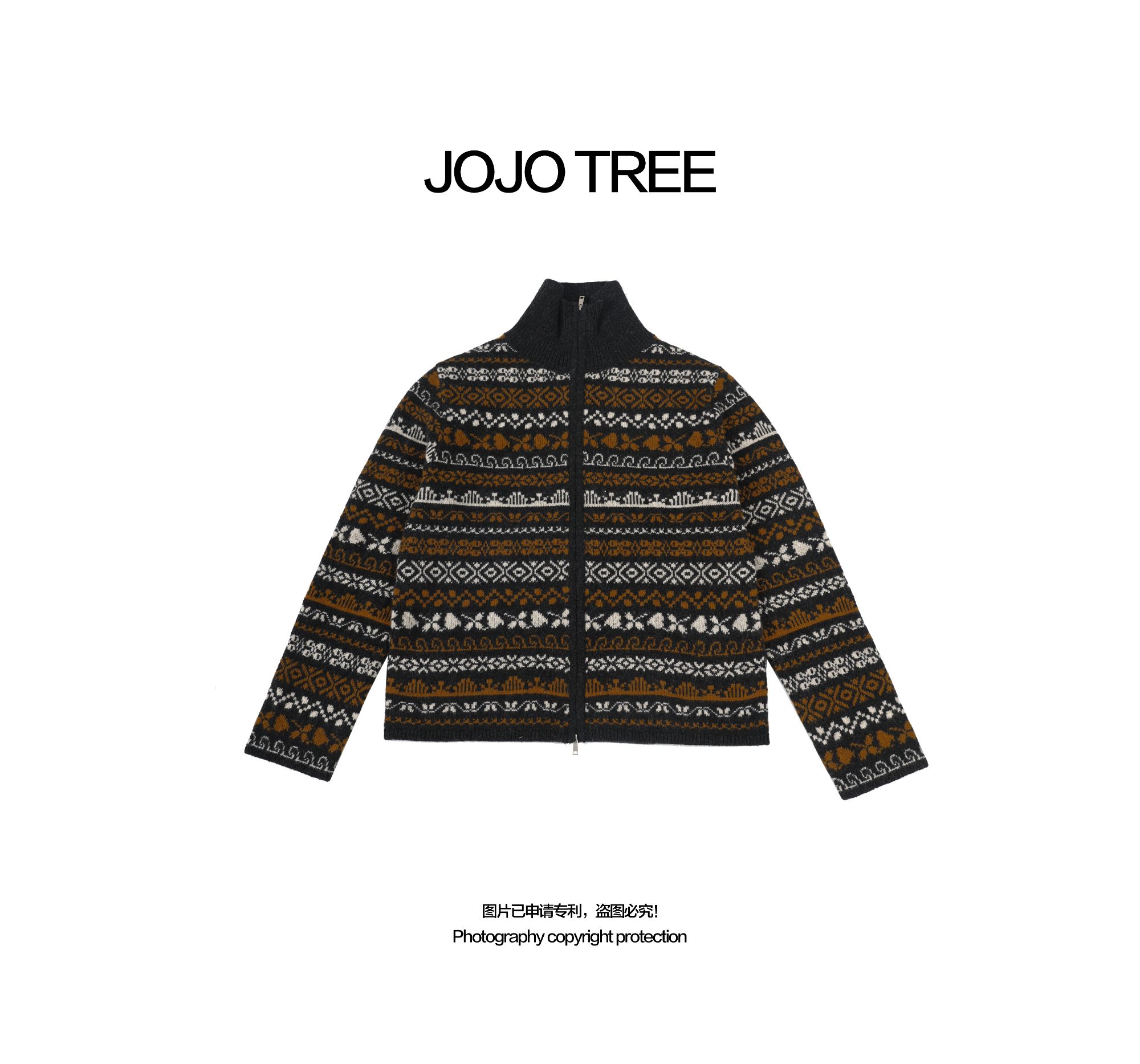JOJOTREE琥珀流光立领开衫