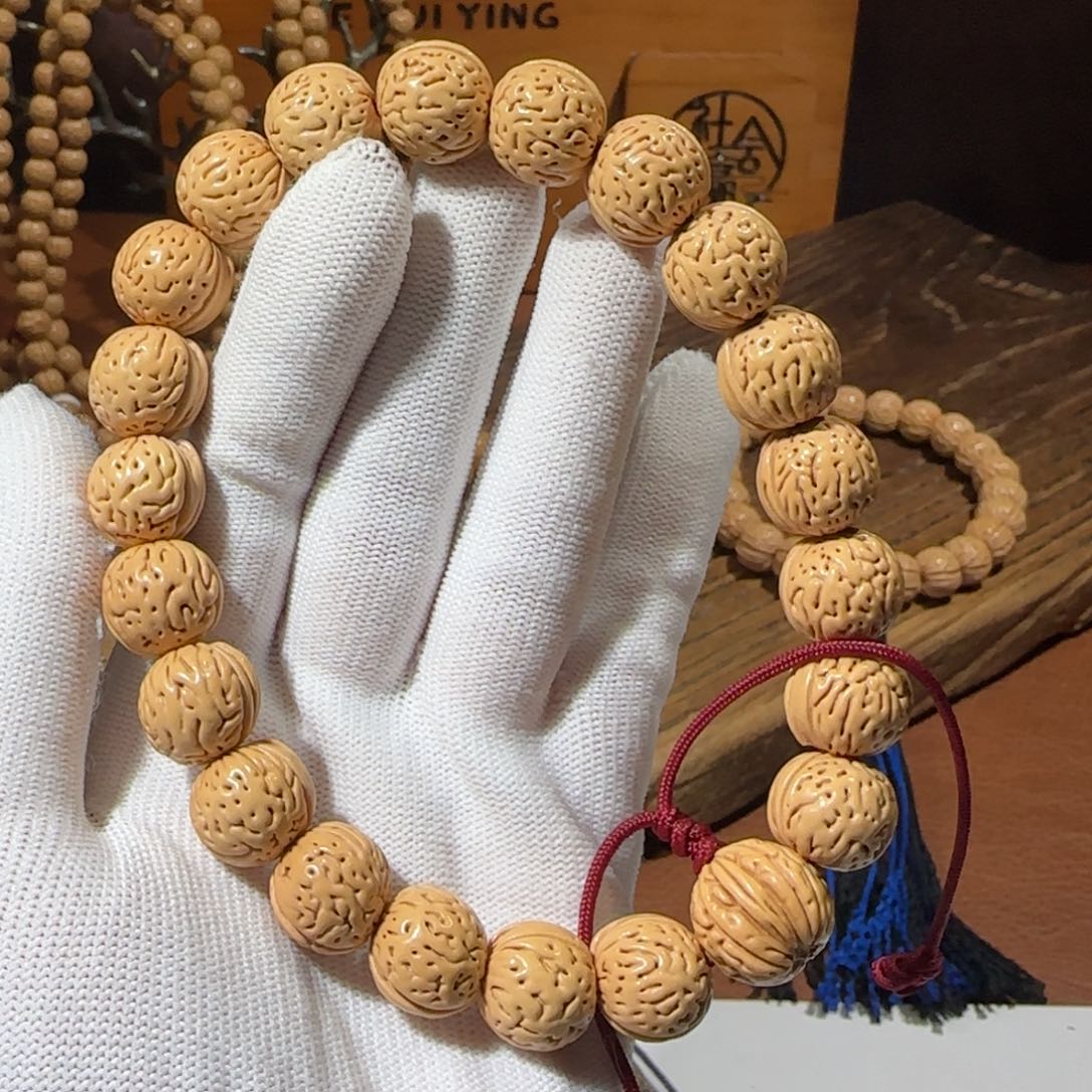 桃核手串14盘锦小黄桃密纹 福利