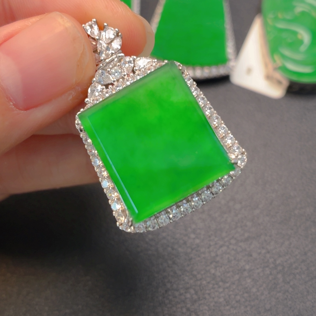 翡翠银S925镶嵌吊坠(不含链)