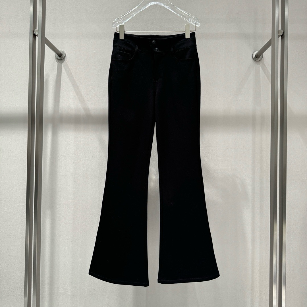 艾家牛仔裤女商场同款2025春季新款微喇休闲裤黑色长裤3132