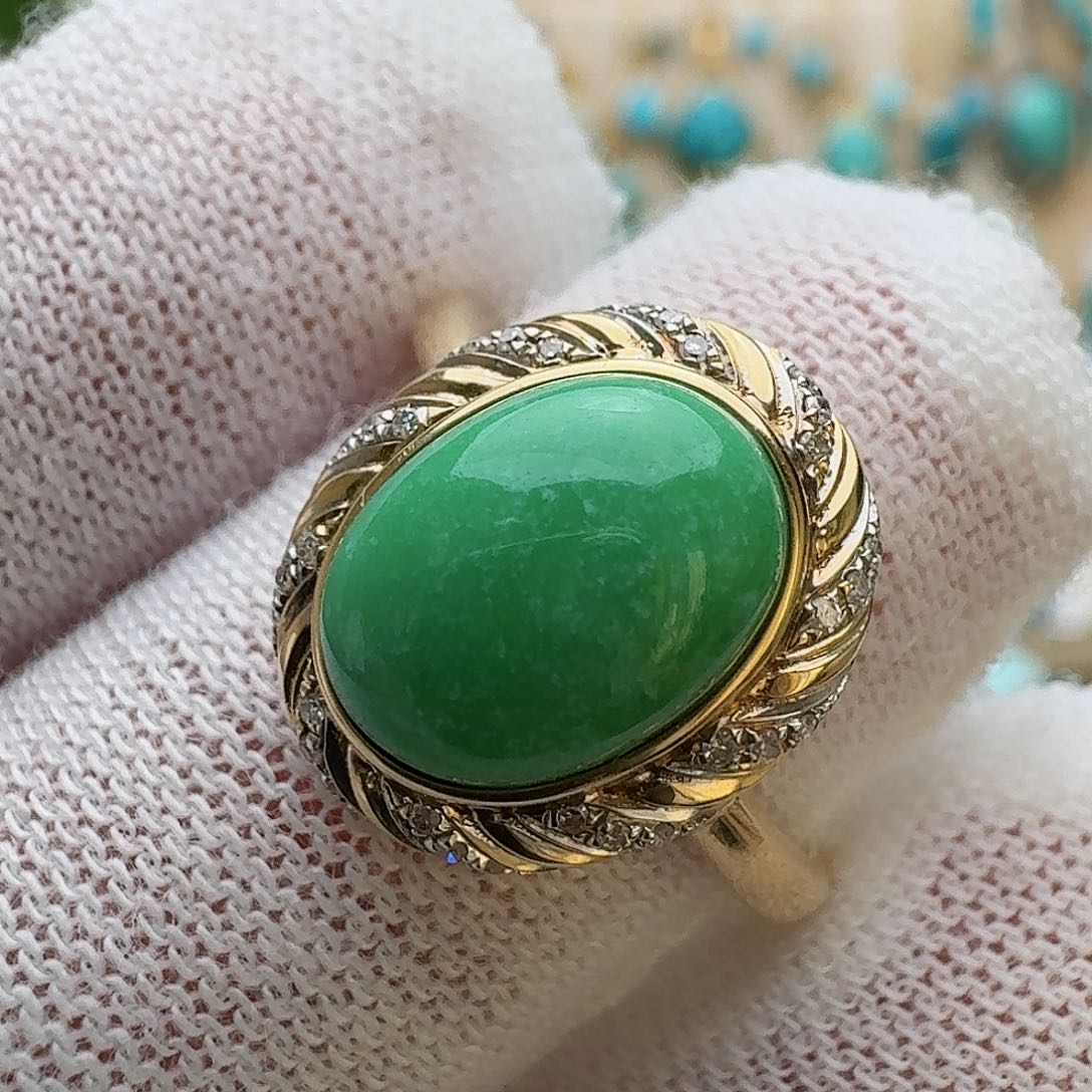 绿松石珠宝奇石18K金镶嵌