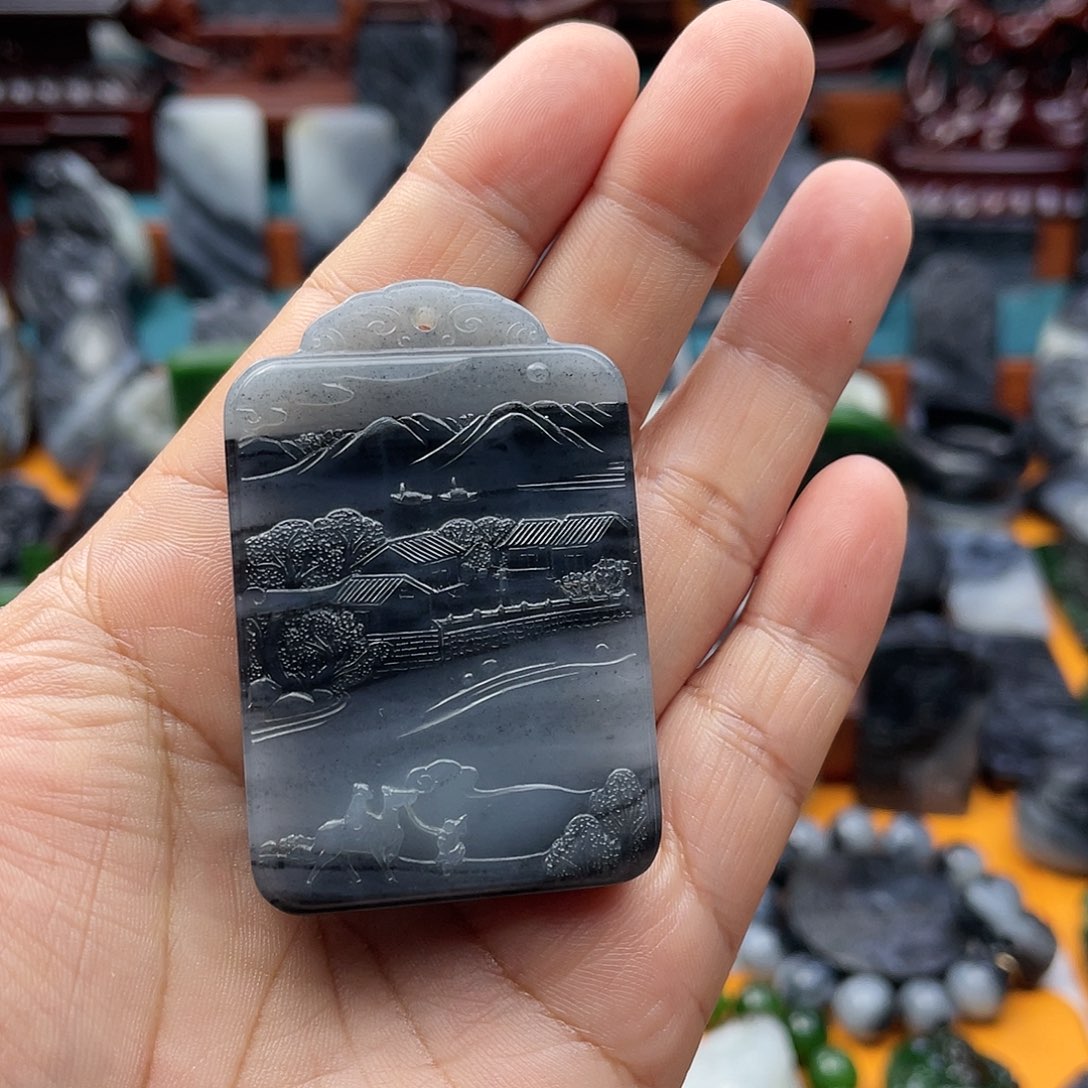 一***夕和田玉未镶嵌挂件