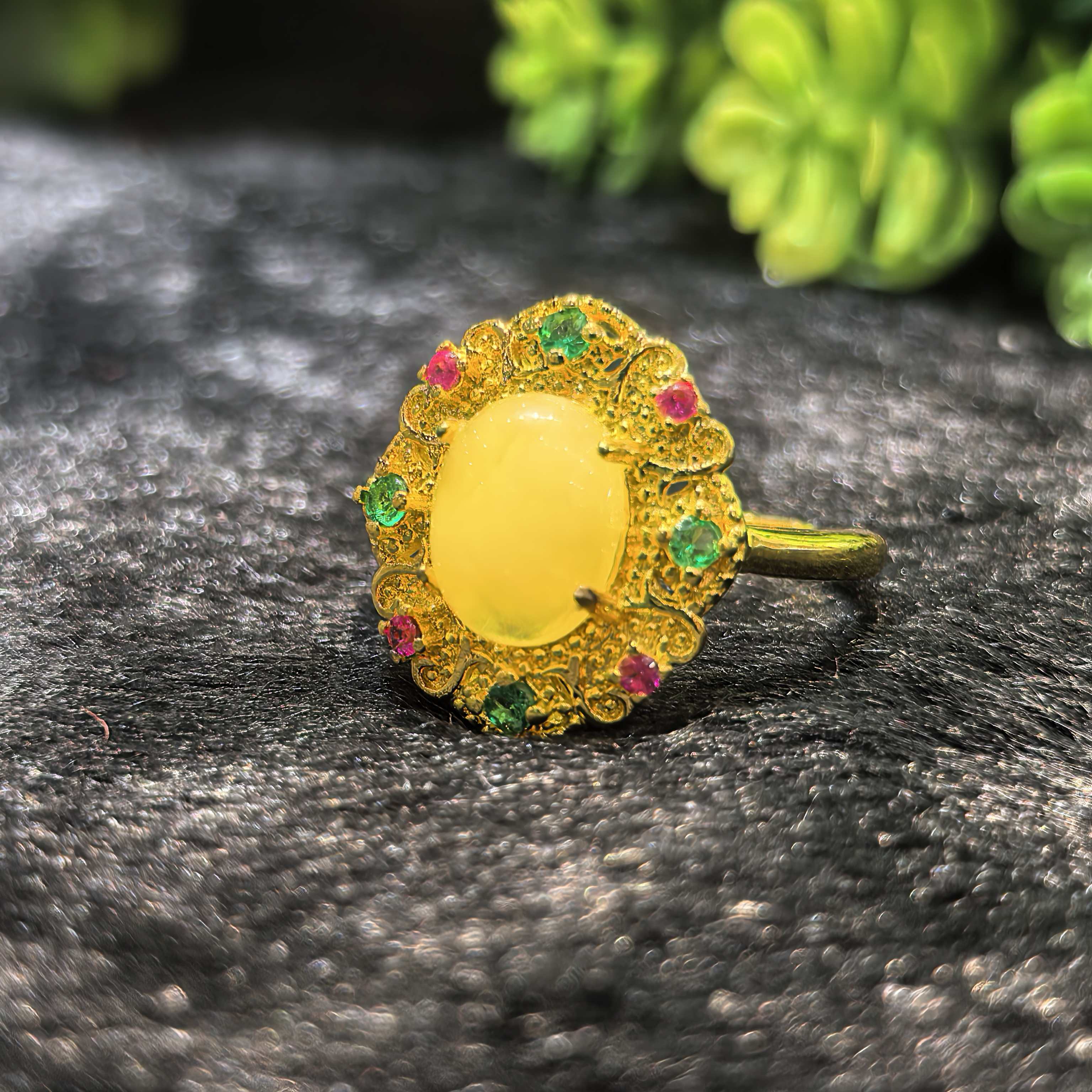 江德洋珠宝MT2410黄油蜜蜡琥珀戒指-送礼佳品