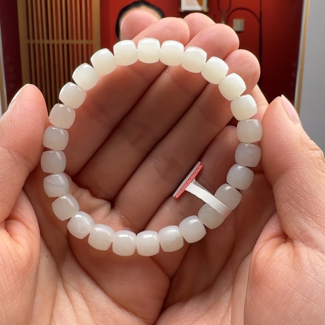 和田玉未镶嵌手串和田玉白玉7/8直