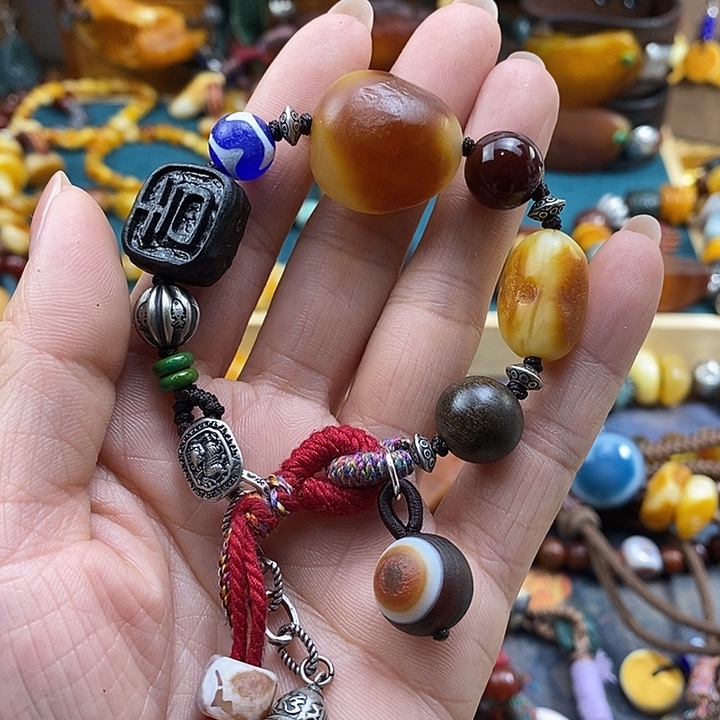 鬼***生蜜蜡未镶嵌手链手链