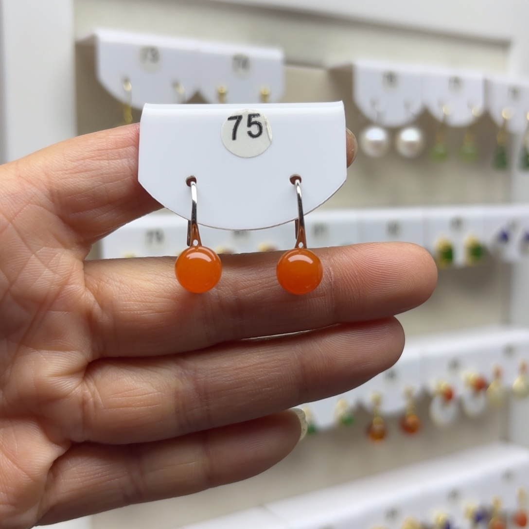 南红玛瑙银S925镶嵌耳饰