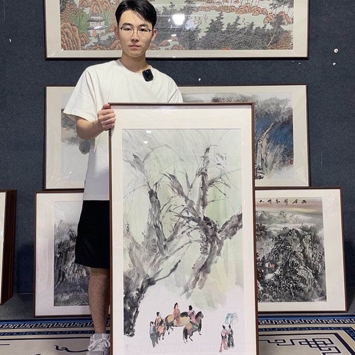 国画手绘作品带框
