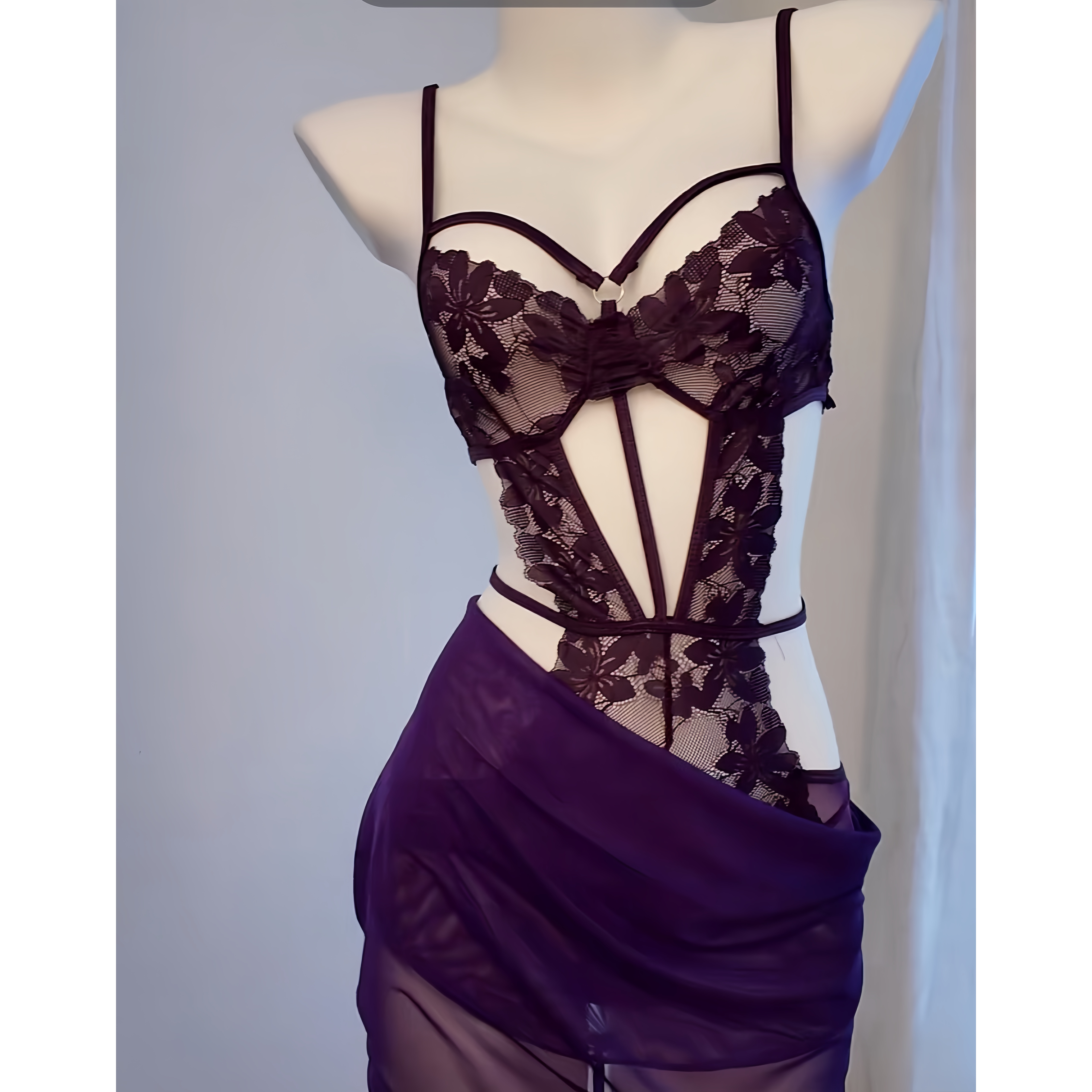 <显瘦就选它！>紫色爆款ins风蕾丝纯欲御姐收腰塑身文胸吊带