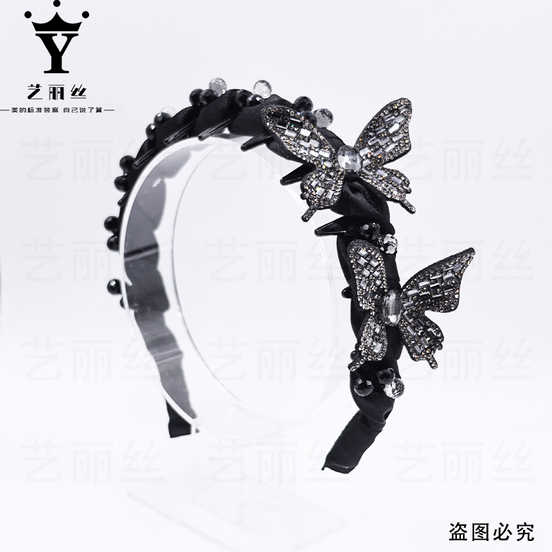 艺丽丝 巴黎王妃 [黑色妖姬] 珠珠双蝶款轻奢法式发箍 YL851