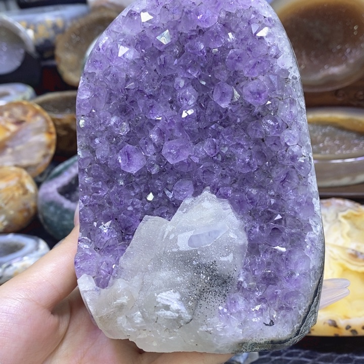 未镶嵌珠宝半成品紫晶奇石簇