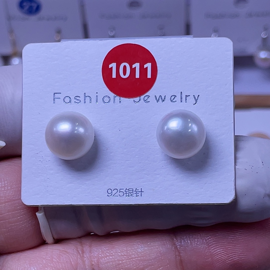 流***雨耳饰银S925镶嵌淡水珍珠