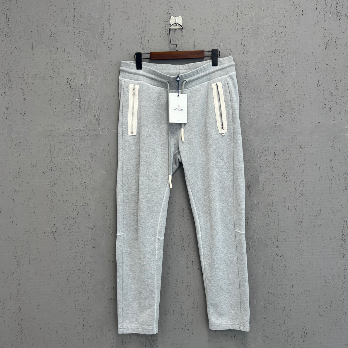 99新 MONCLER moncler蒙口灰色白拉链拼接长裤L码