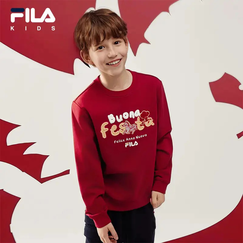 FILA斐乐儿童【马年新年卫衣】26年新款中大童加厚上衣K12B614210