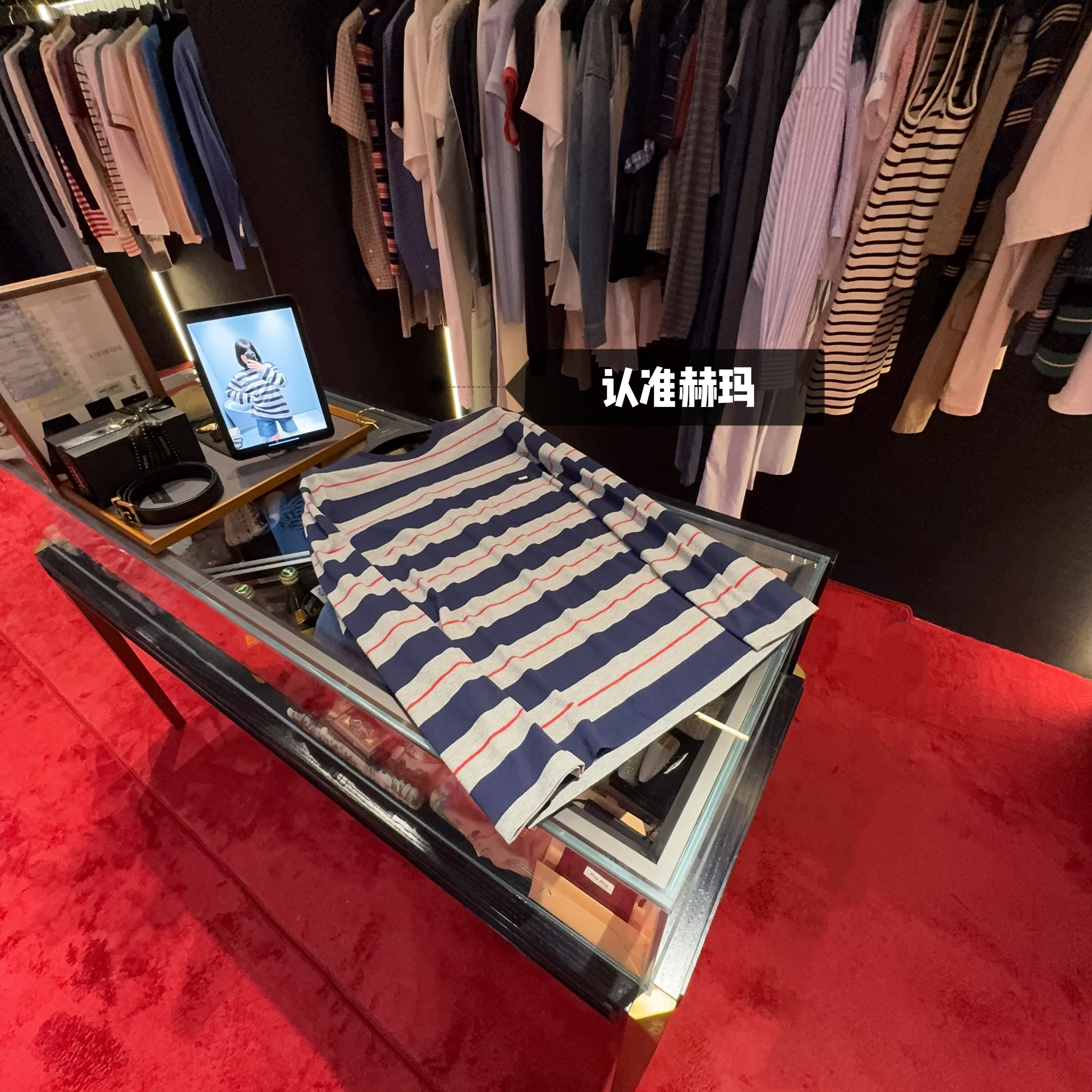 现认准赫玛 SS25 M灰蓝条纹长袖章仔口袋T恤#条纹控#1366上新