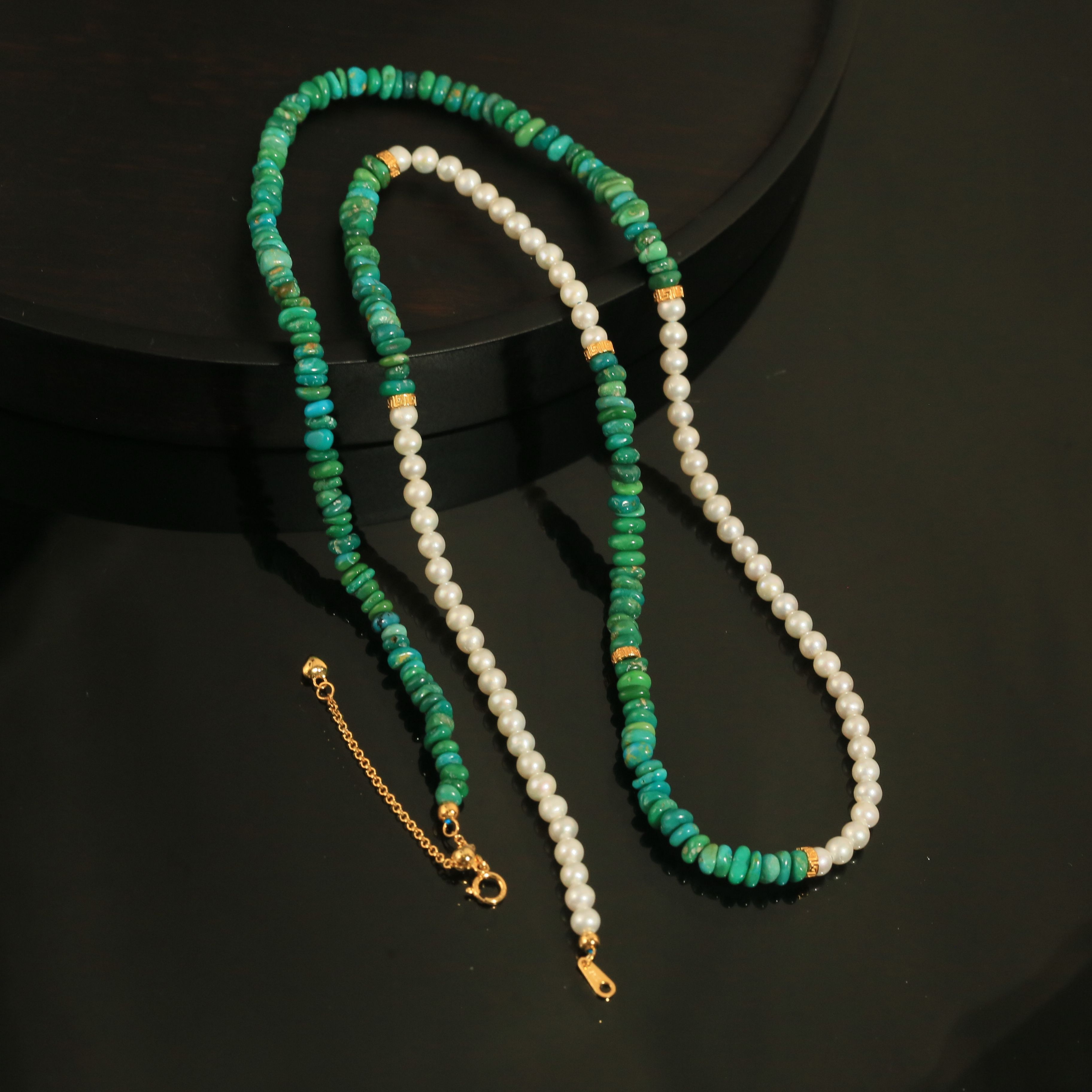 【娇娇专属】安曼博S925绿松随形珍珠项链 约4mm XZ1129BZ