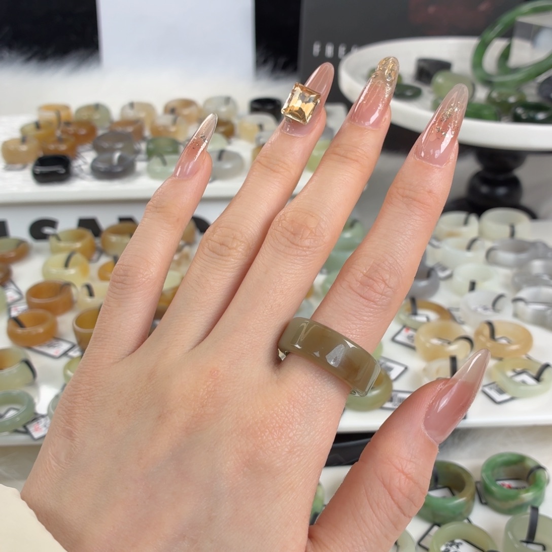 和田玉未镶嵌戒指z29糖晴窄直切17.2