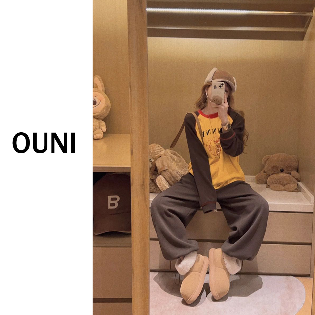 OUNI “ 朝露暖衣 “ 韩系撞色插肩宽松百搭 ~ 长袖T恤