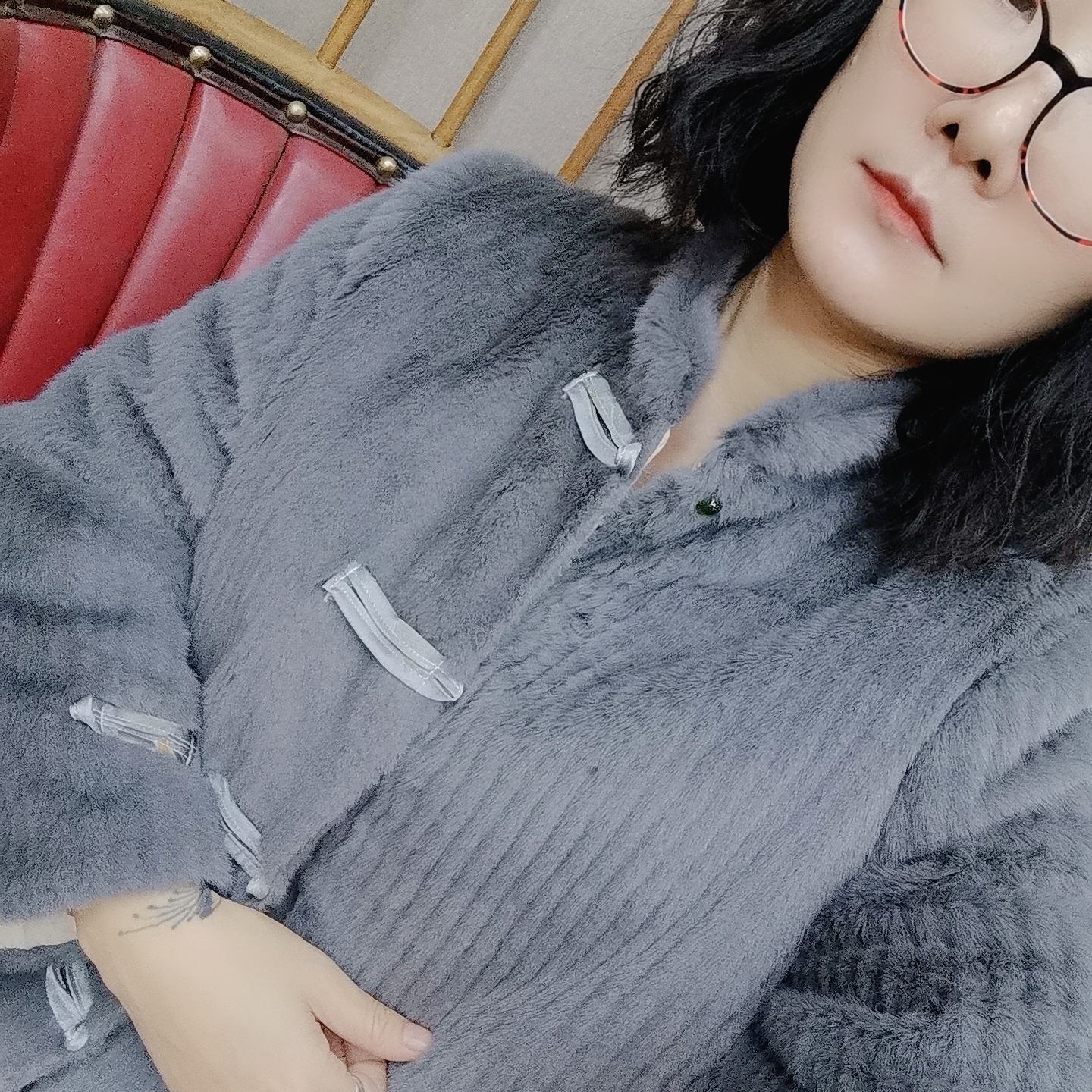 冬装毛毛外套盘扣国风棉服短款大衣Y251195