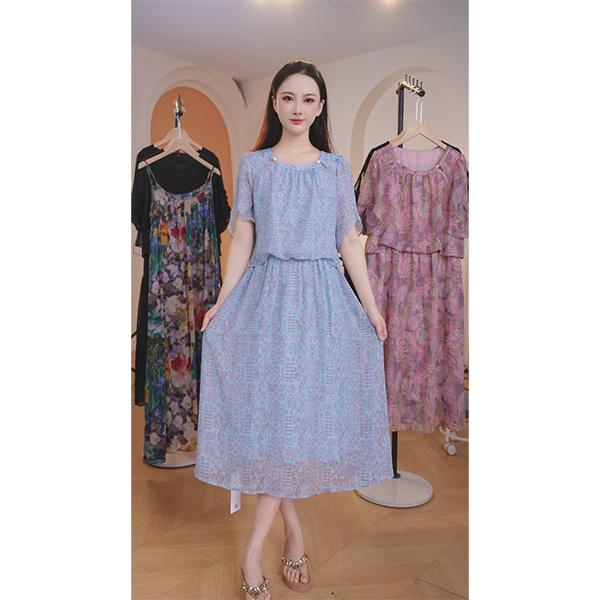 【赠送运费险】L9023 2025年夏季新款时尚气质假两件中长款连衣裙