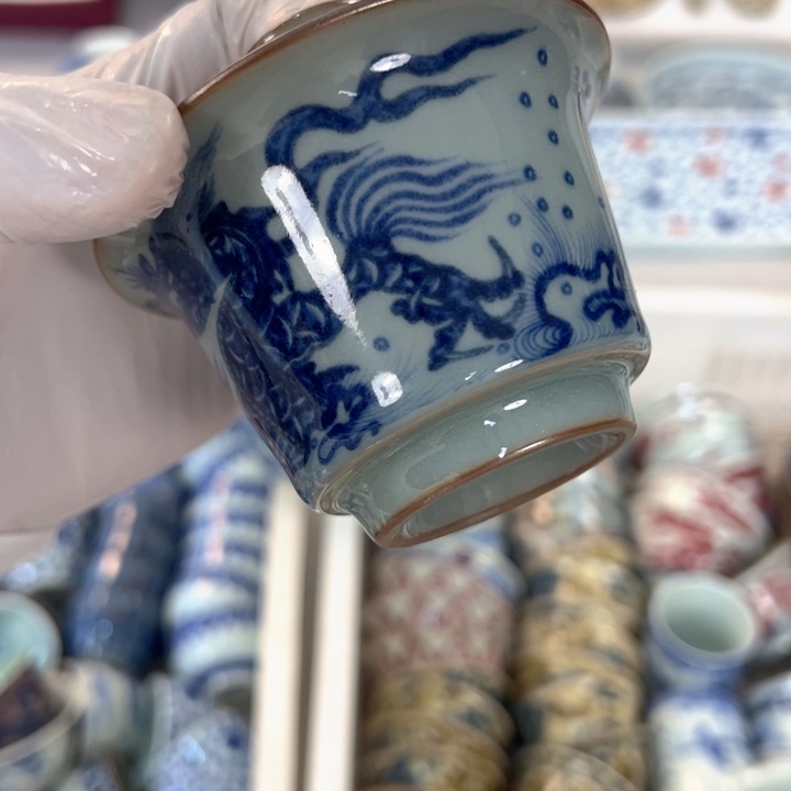 瓷片淘泥鱼化龙马蹄盖碗全品