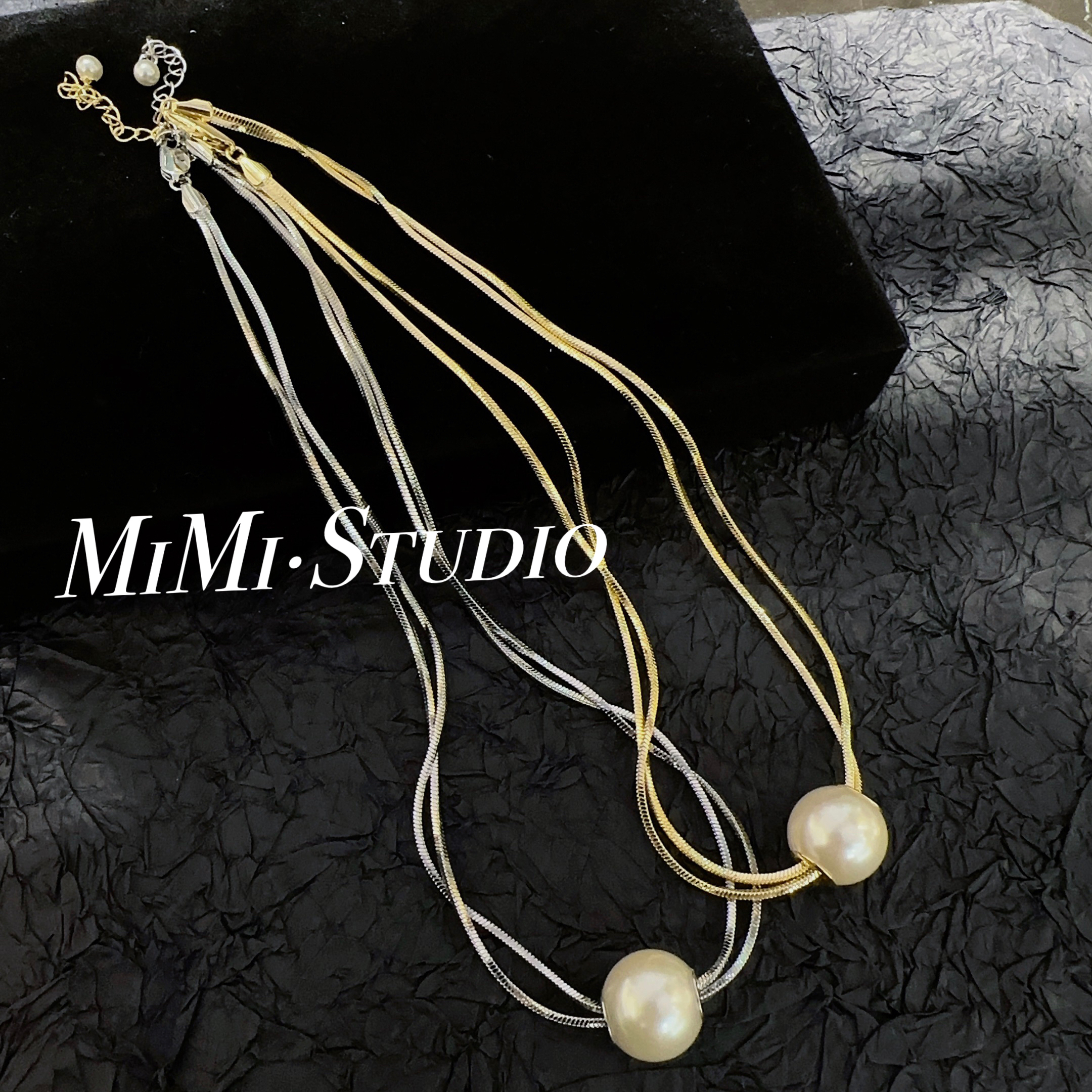 钛钢仿珍珠项链 时尚高级双层叠戴贝珠气质百搭款项链