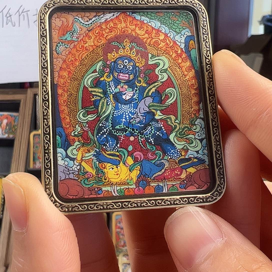 吊坠困**睡黑老爷手绘唐卡