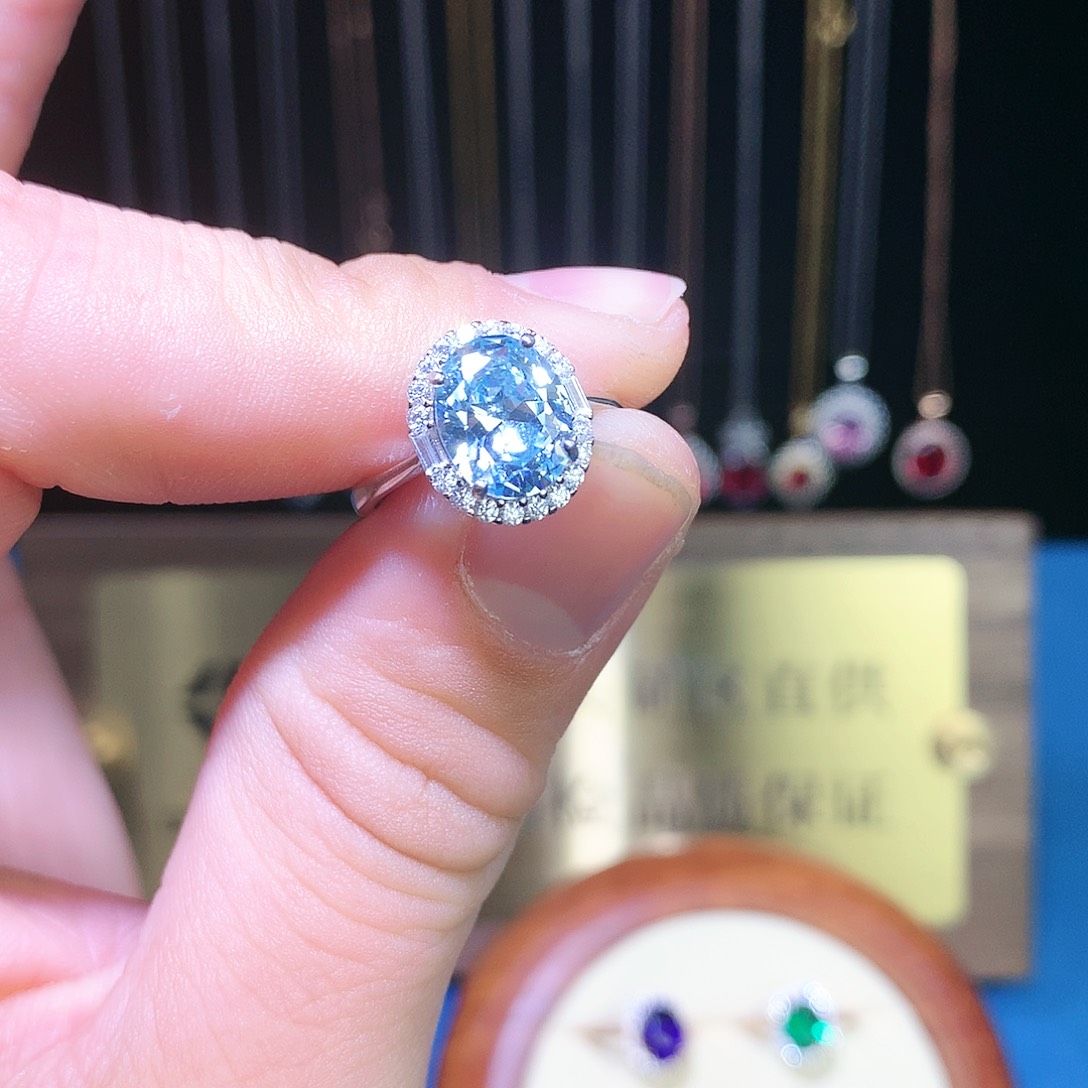 蓝宝石戒指银S925镶嵌