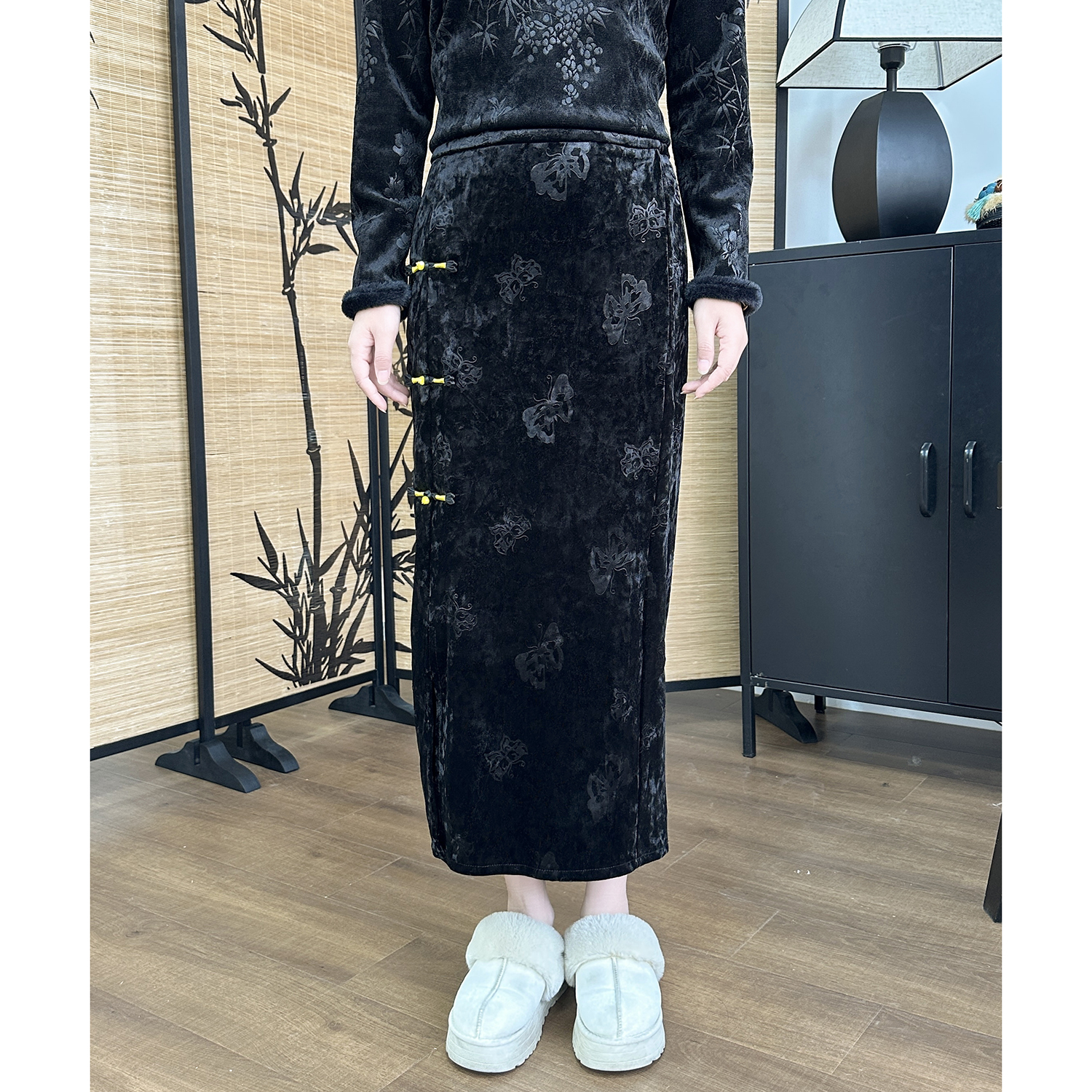 【花间堂加绒半裙】新中式中国风厚款中腰中长款显瘦长裙半身裙