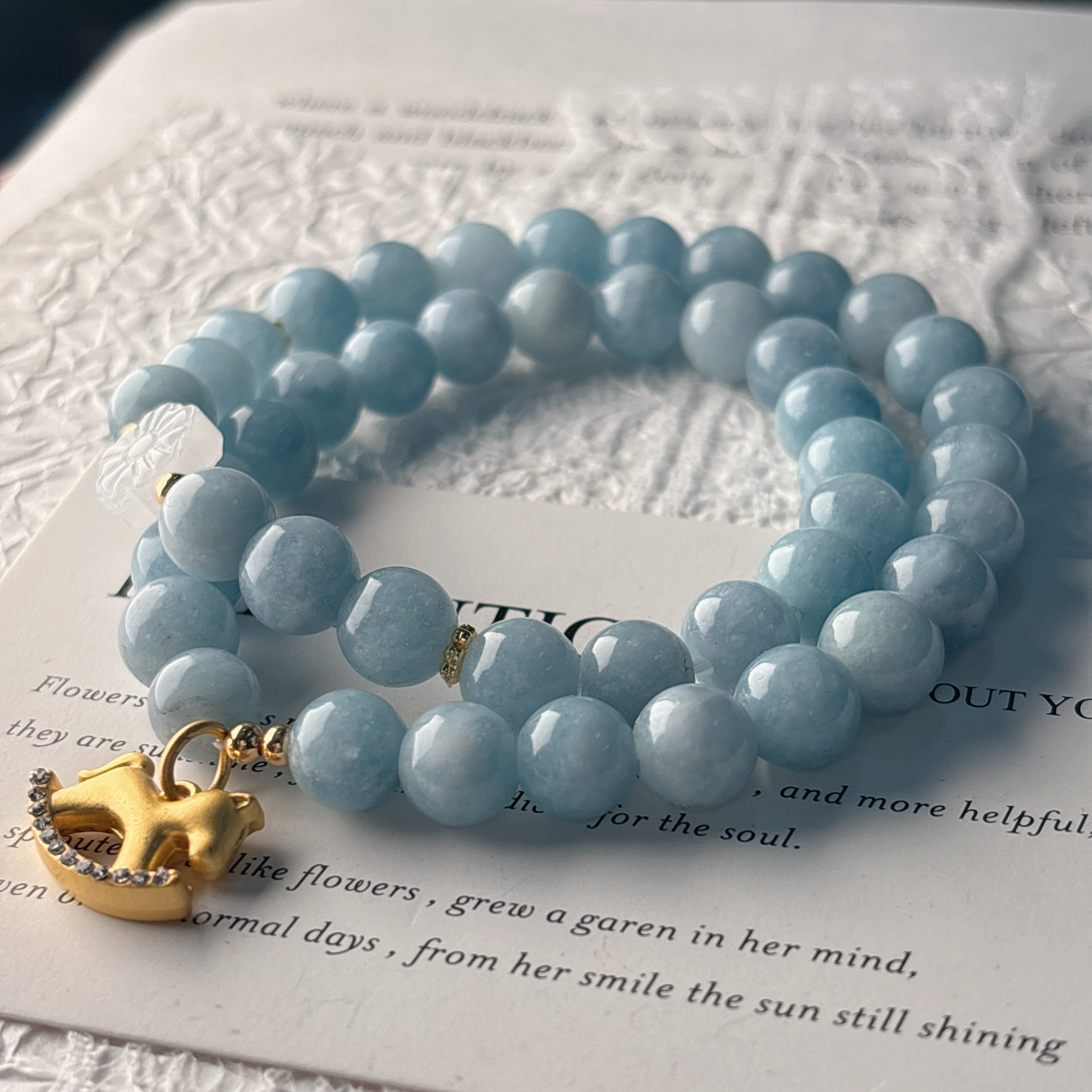 N001-1石英质玉小马双圈-规格8mm（无礼盒）