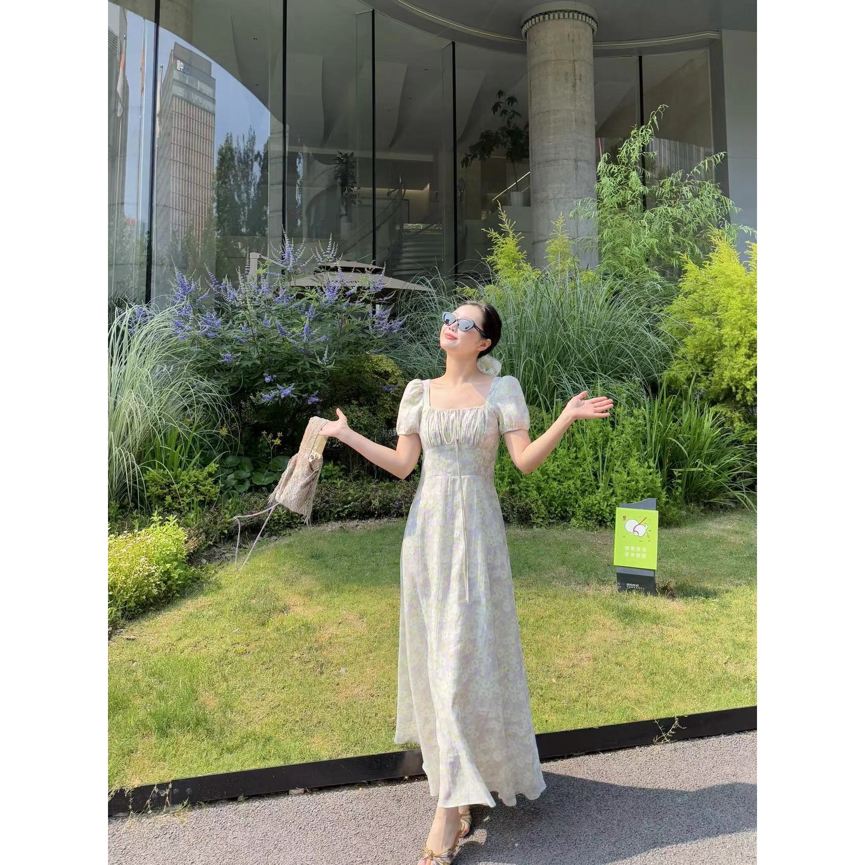 YJR希腊廊 法式气质显瘦时尚百搭休闲连衣裙YJR1195