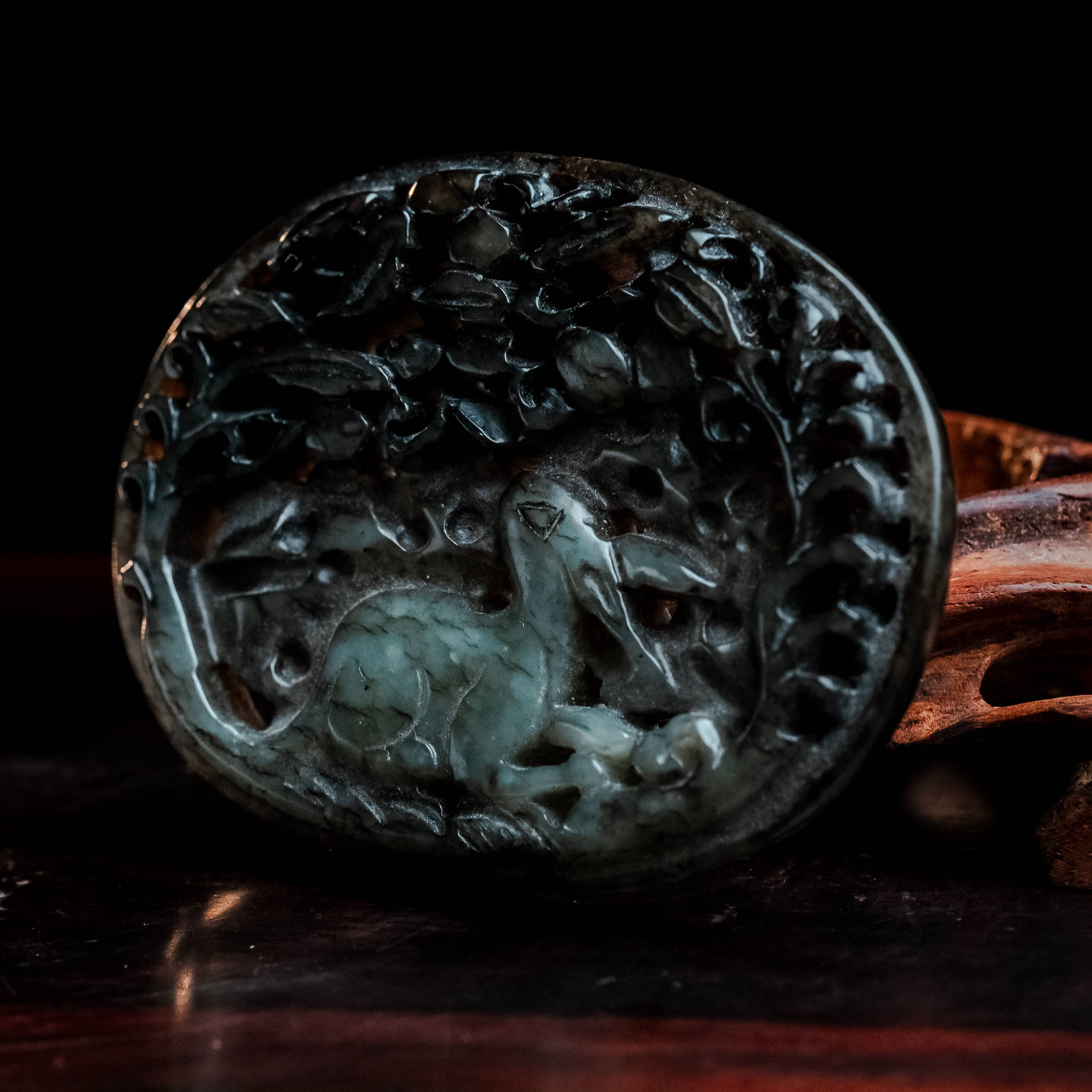 2057明代和田玉玉兔瓦子2609