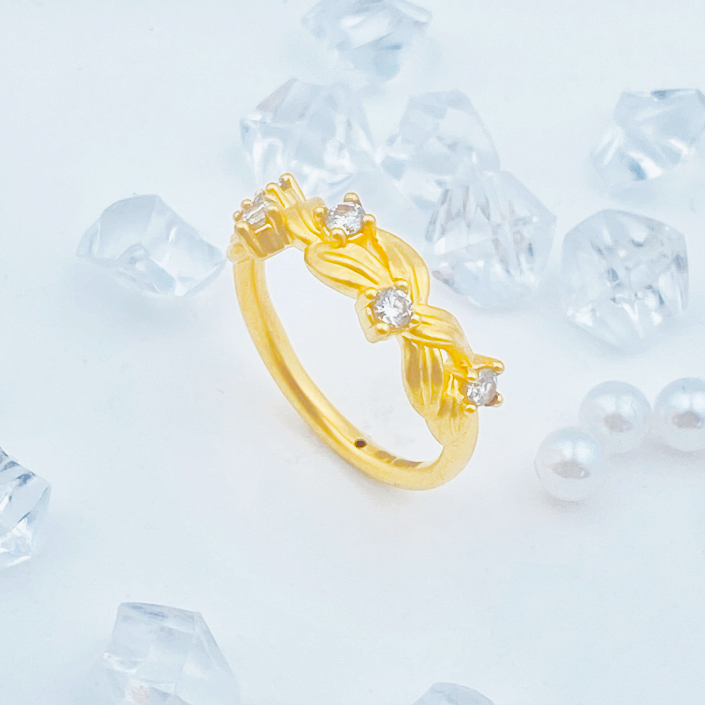 足金999 莫桑藤蔓缠绕戒指 1.39 12圈口