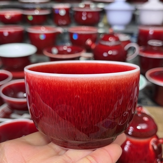景德镇陶瓷红马坊直口杯