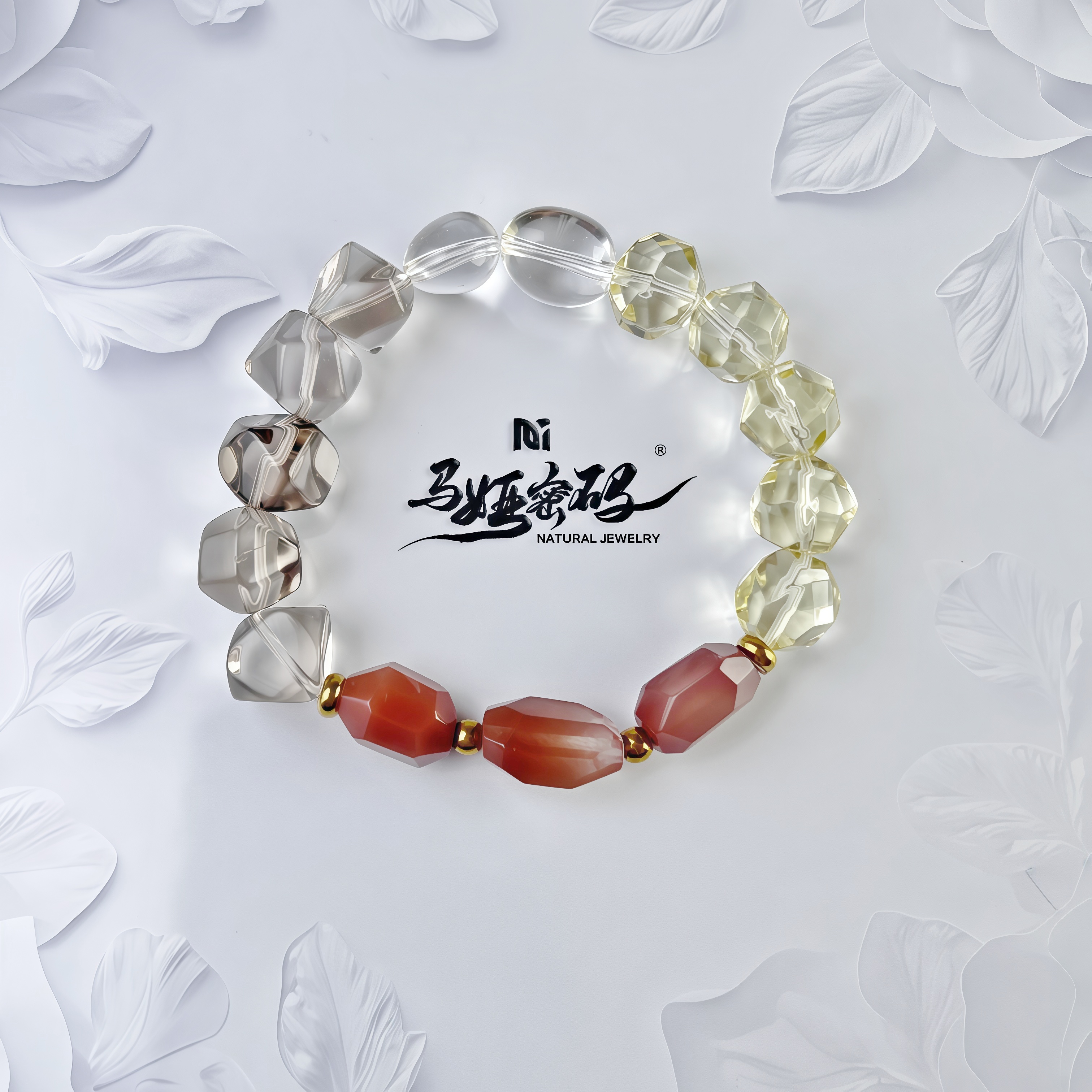 {马娅密码}【金茶】红兔毛+红兔毛+茶晶+黄水原创水晶手串