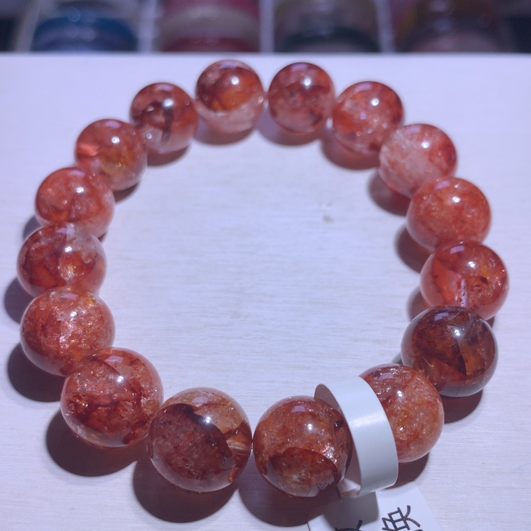 水晶手串银S925镶嵌胶花13m