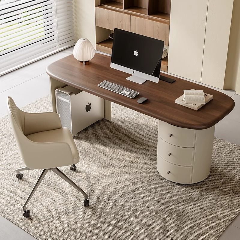 2025轻奢书桌卧室书桌工作学习办公桌高级感马鞍皮双人电脑桌