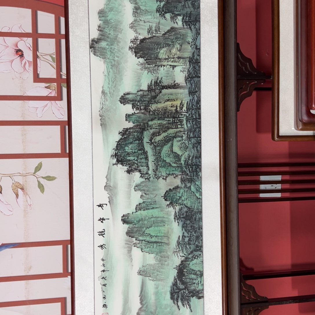 国画带框尺寸47✖️163手绘包邮