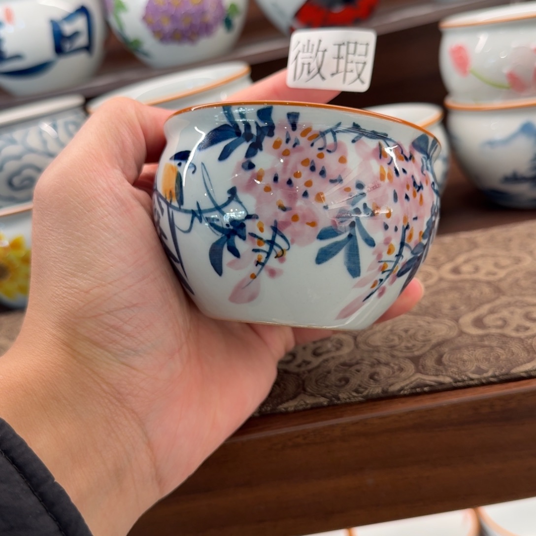 釉下手绘茶具微瑕