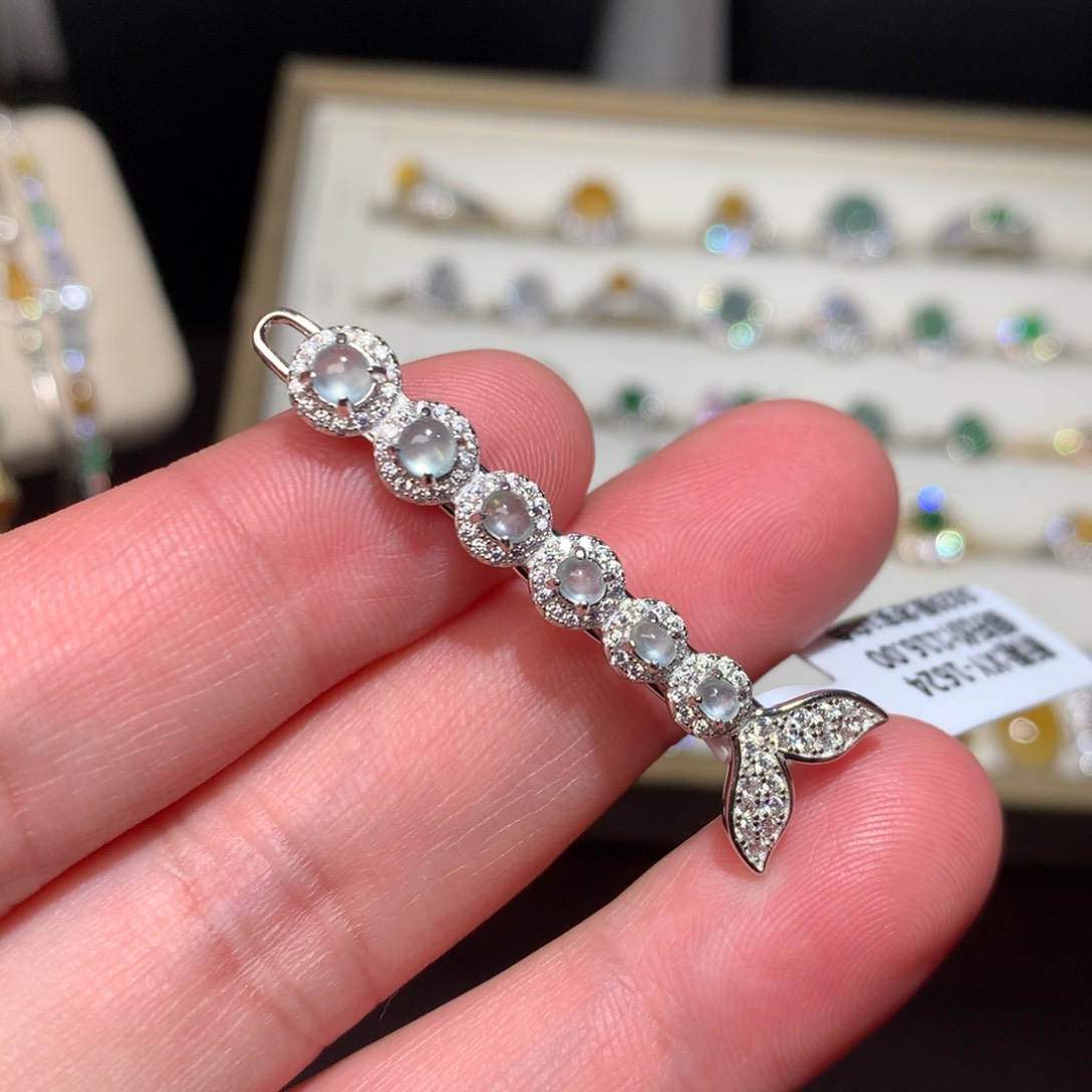 翡翠耳饰银S925镶嵌0006