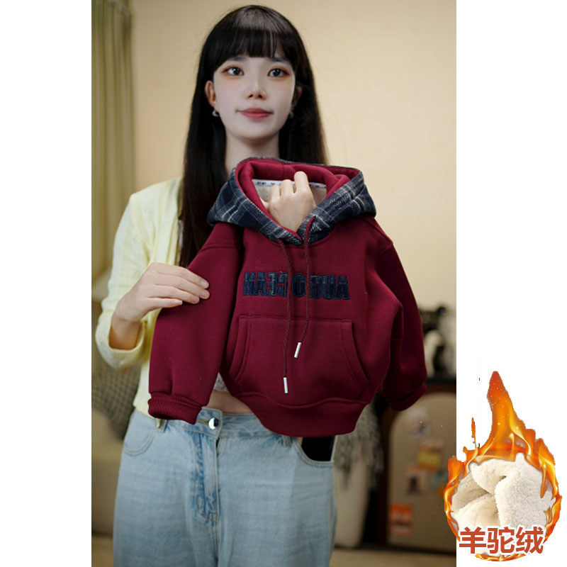 【加绒加厚】冬季儿童洋气带帽宽松卫衣宝宝长袖韩版休闲连帽卫衣