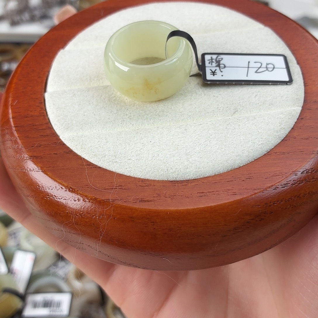 和田玉未镶嵌戒指Q55蜂蜜水墩墩17.2港码14