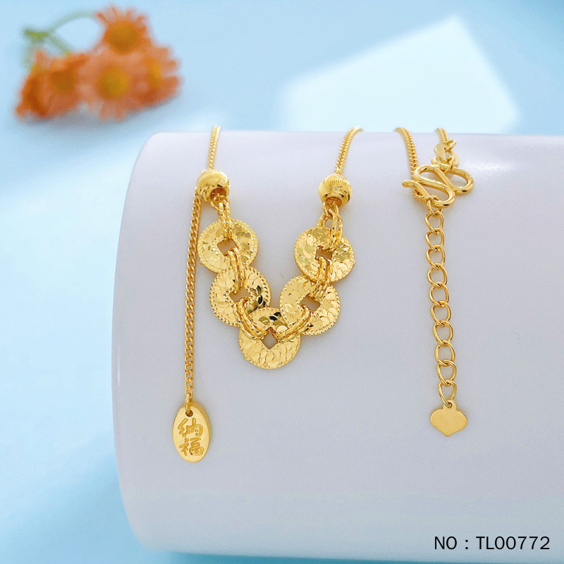 足金999.9  精品碎冰冰五帝币套链  8.63g