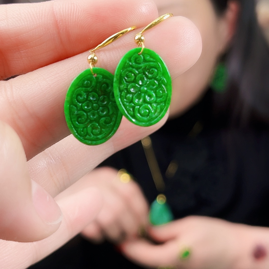 翡翠颈饰18K金镶嵌耳饰多样性发货