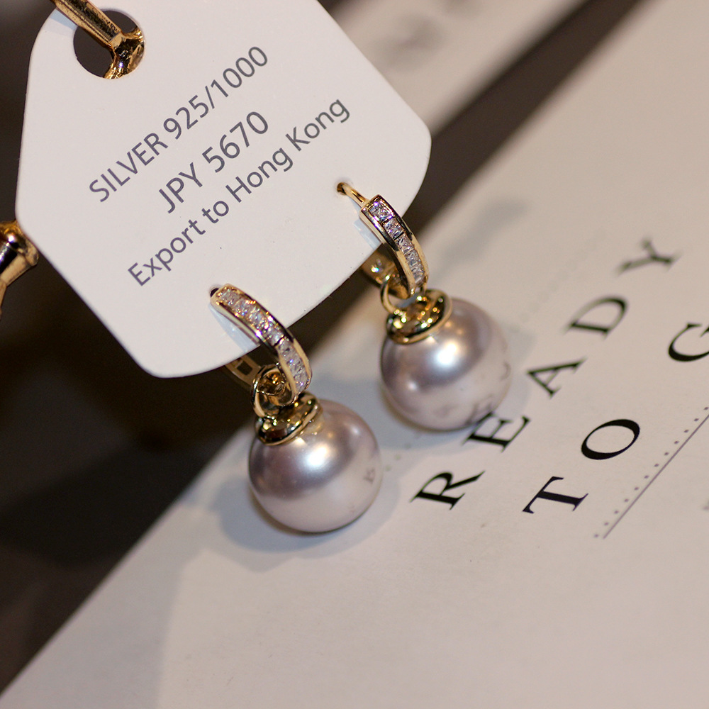 黄铜仿珍珠耳饰 2025新潮饰品好看的圆形施珠戴耳环轻奢强光12